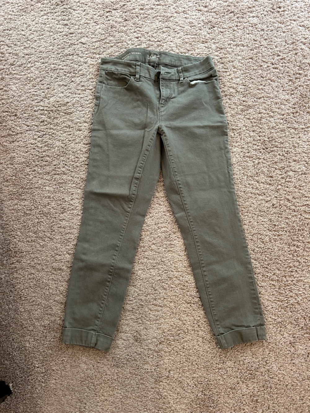 LOFT Olive Green Cropped Slim Jeans